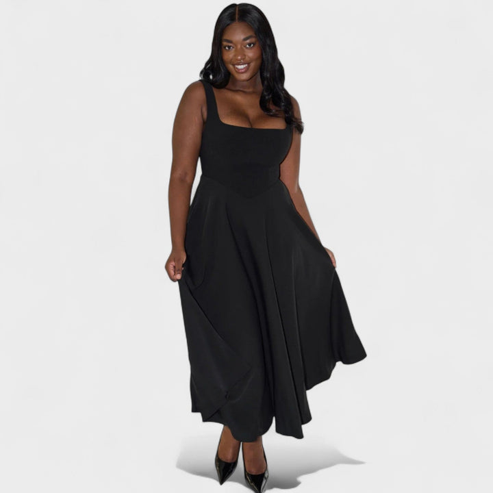 Maribel – Vestido Midi con Escote Cuadrado que realza tu feminidad