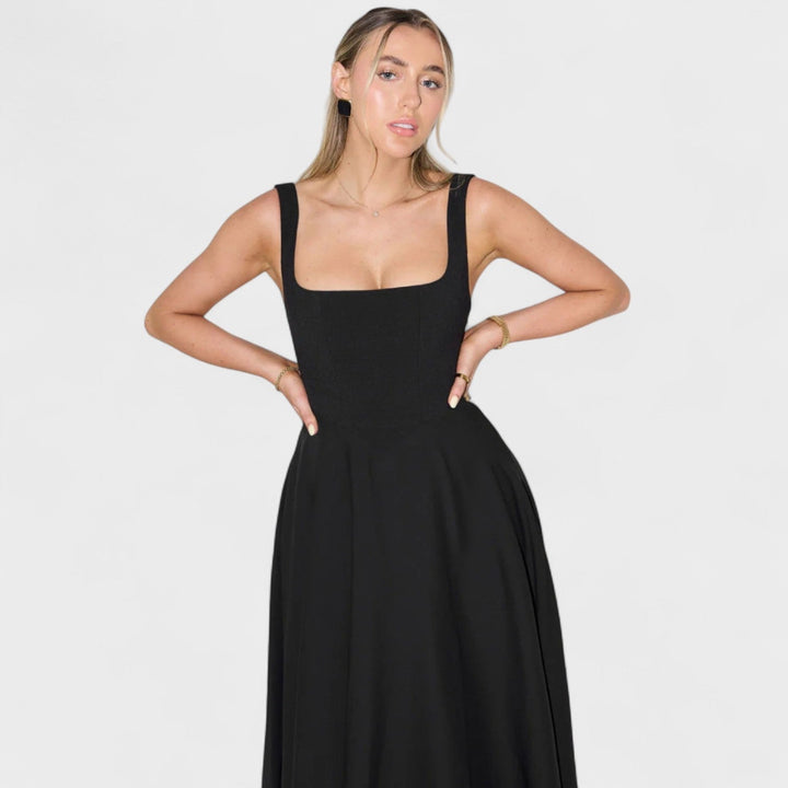 Maribel – Vestido Midi con Escote Cuadrado que realza tu feminidad
