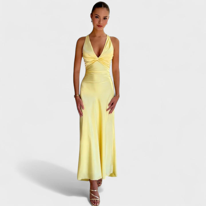 Isabella – Vestido Largo de Satén con Lazo Espalda que realza tu elegancia