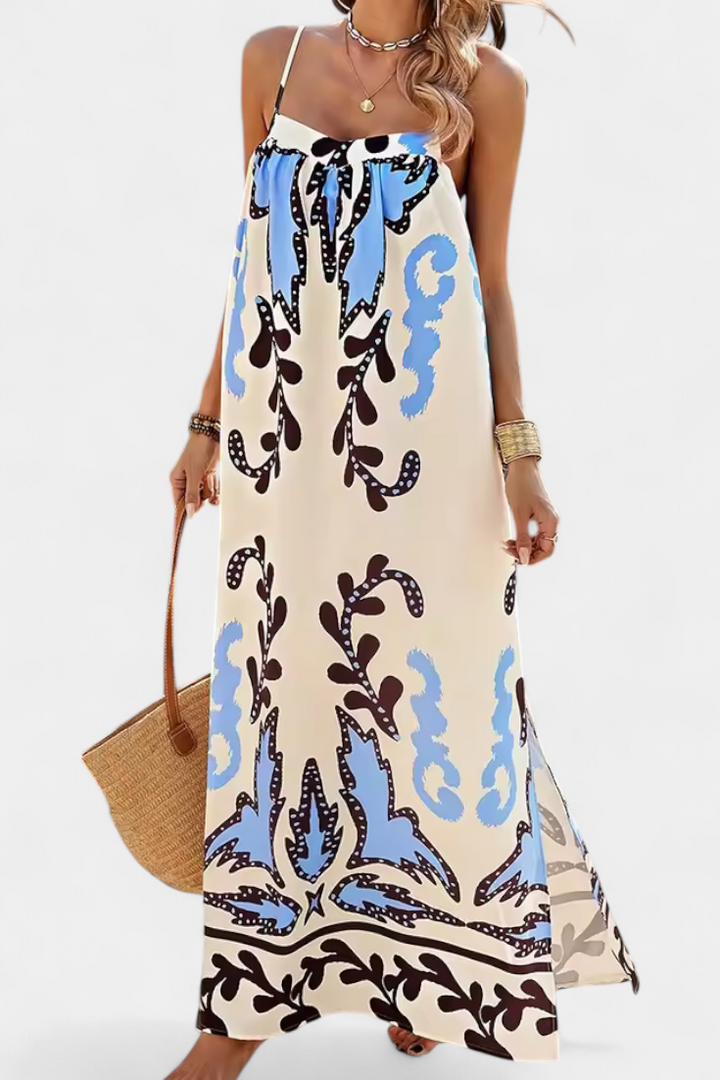 Vilma – Vestido con Estampado Tropical y Espalda Descubierta que aporta frescura y estilo