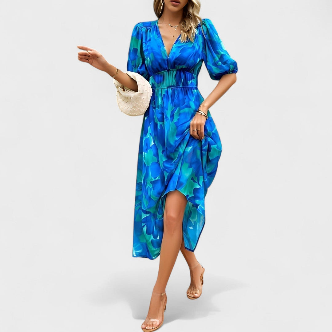 Clara – Vestido Midi Floral Elegante que realza tu feminidad