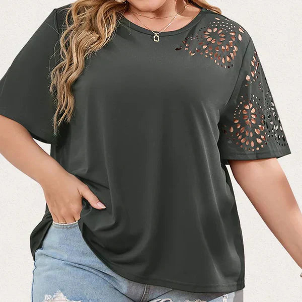 Deborah - Camiseta creativa con escote de gasa para mujer