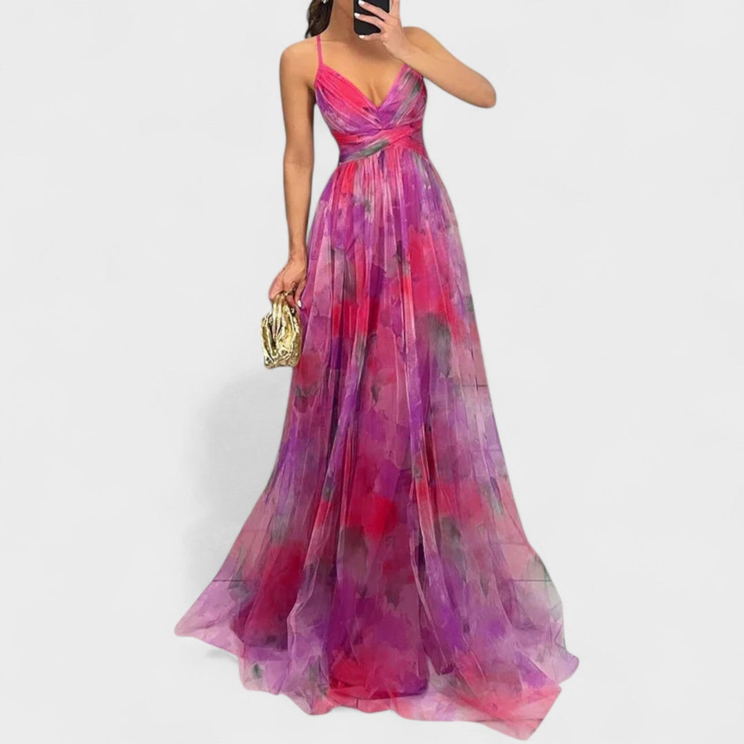 Rita – Vestido largo con flores que conquista miradas