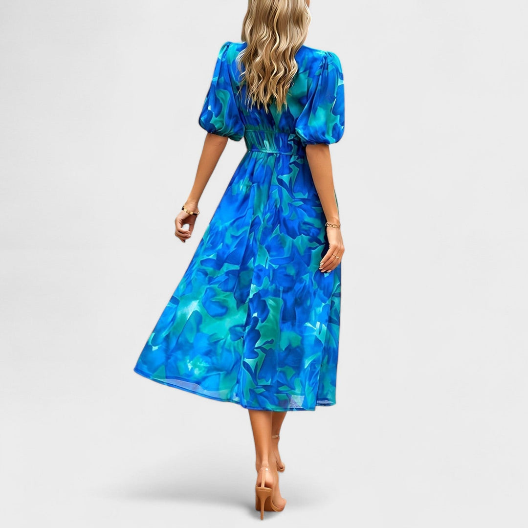 Clara – Vestido Midi Floral Elegante que realza tu feminidad