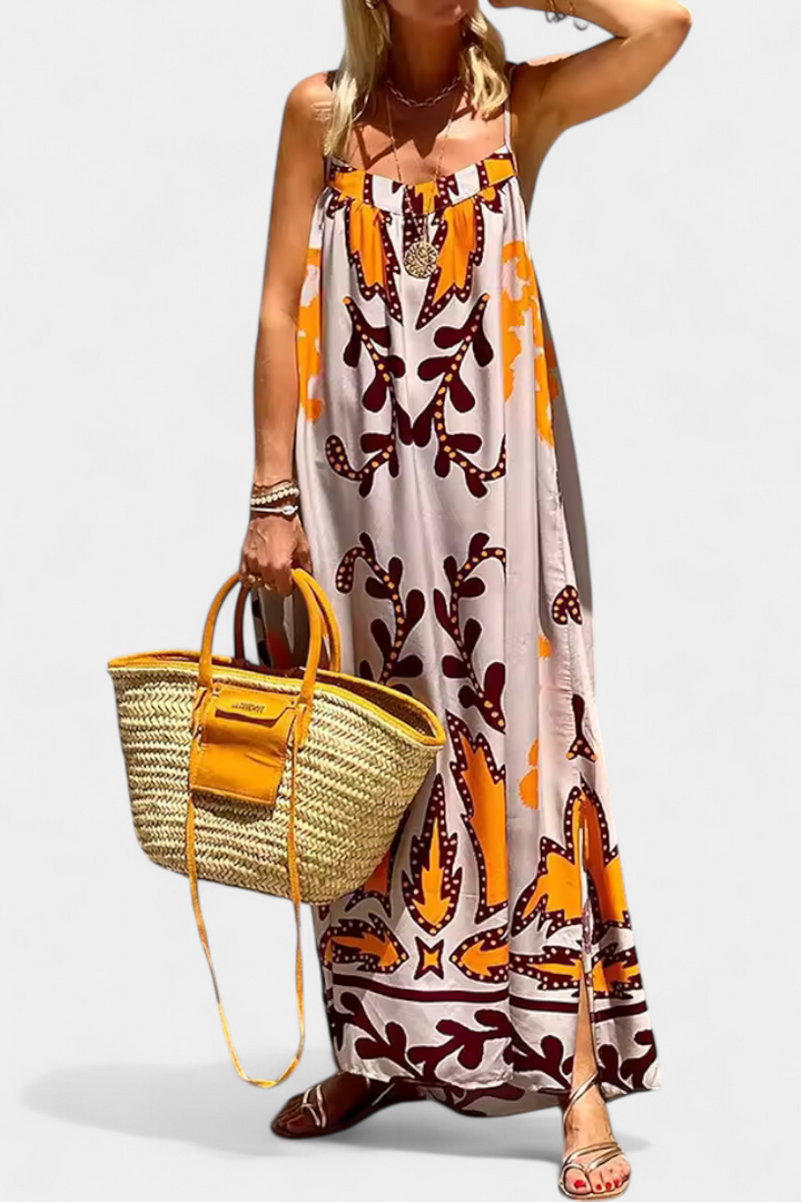 Vilma – Vestido con Estampado Tropical y Espalda Descubierta que aporta frescura y estilo