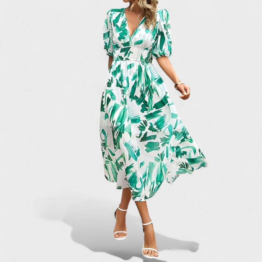 Clara – Vestido Midi Floral Elegante que realza tu feminidad