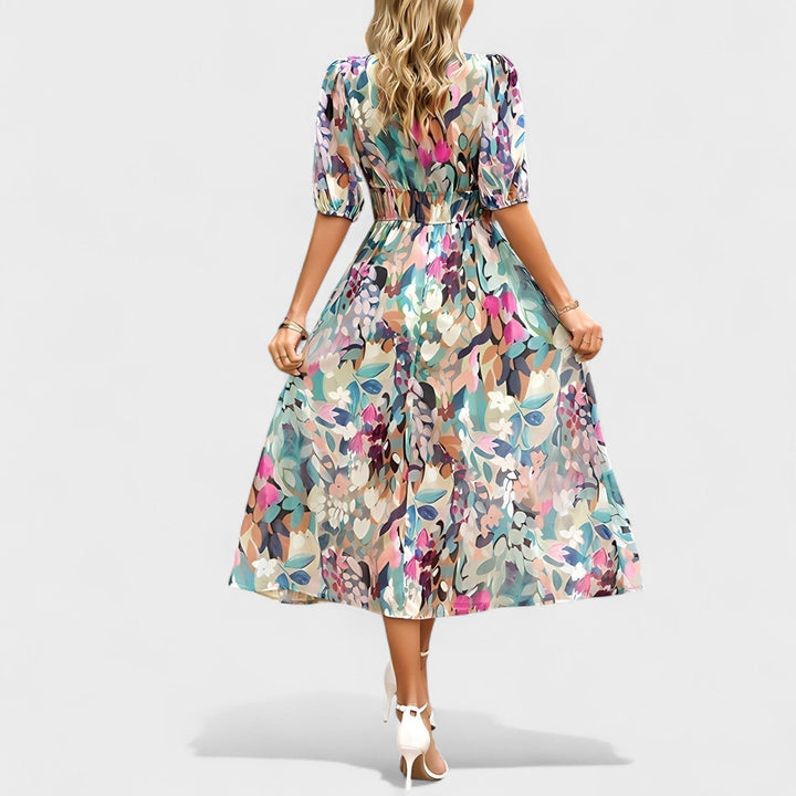 Clara – Vestido Midi Floral Elegante que realza tu feminidad