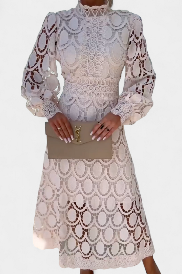 Lucinda – Vestido Midi de Encaje que Evoca Feminidad Elegante