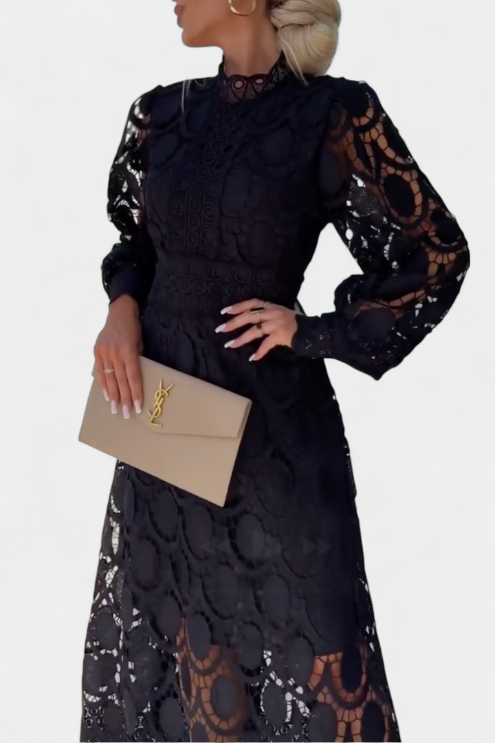 Lucinda – Vestido Midi de Encaje que Evoca Feminidad Elegante