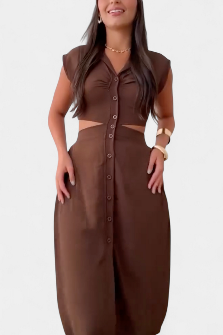 Griselda – Vestido Midi con Botones que realza tu figura