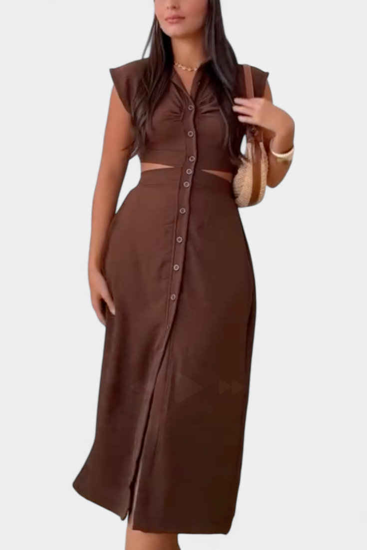 Griselda – Vestido Midi con Botones que realza tu figura