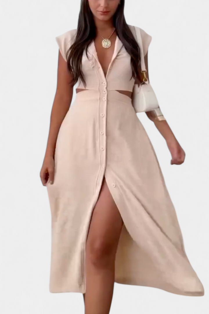 Griselda – Vestido Midi con Botones que realza tu figura