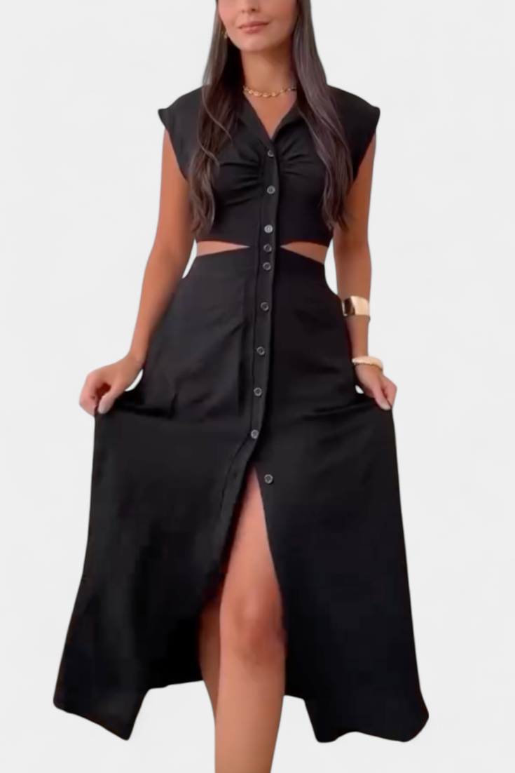 Griselda – Vestido Midi con Botones que realza tu figura