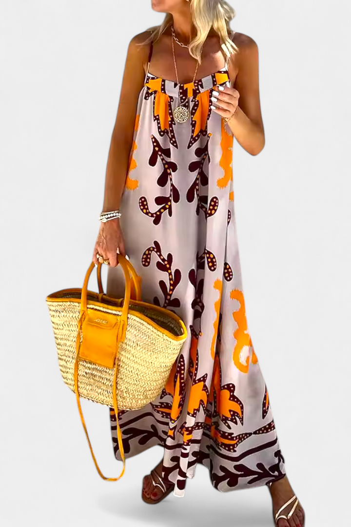 Vilma – Vestido con Estampado Tropical y Espalda Descubierta que aporta frescura y estilo