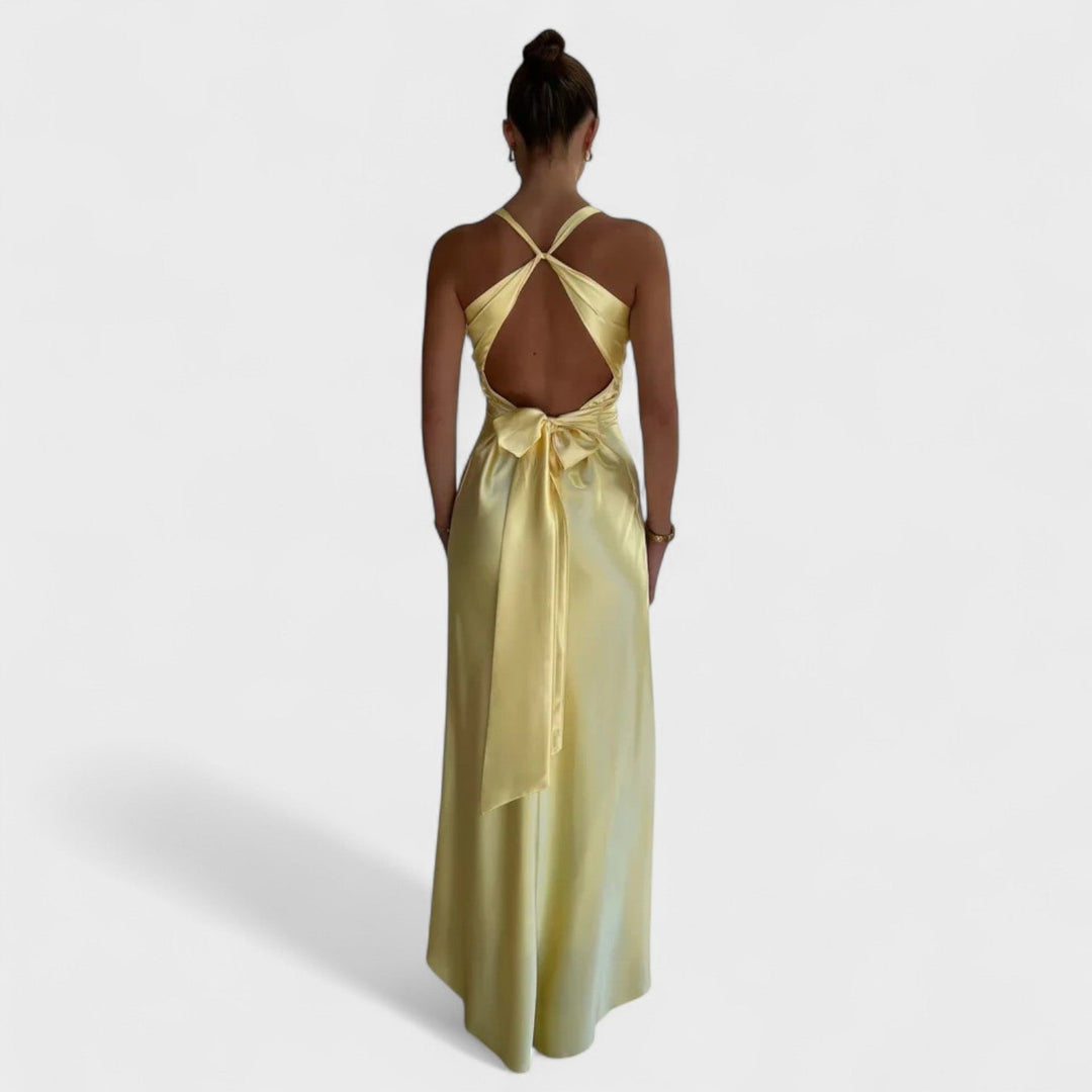 Isabella – Vestido Largo de Satén con Lazo Espalda que realza tu elegancia
