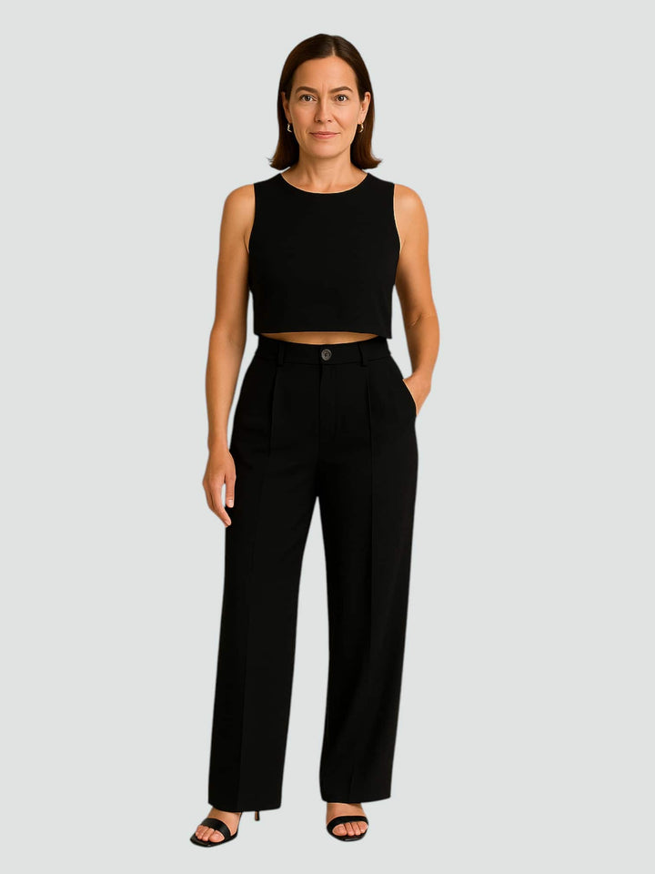 HAZEL | CONJUNTO NEGRO ELEGANTE SIN MANGAS