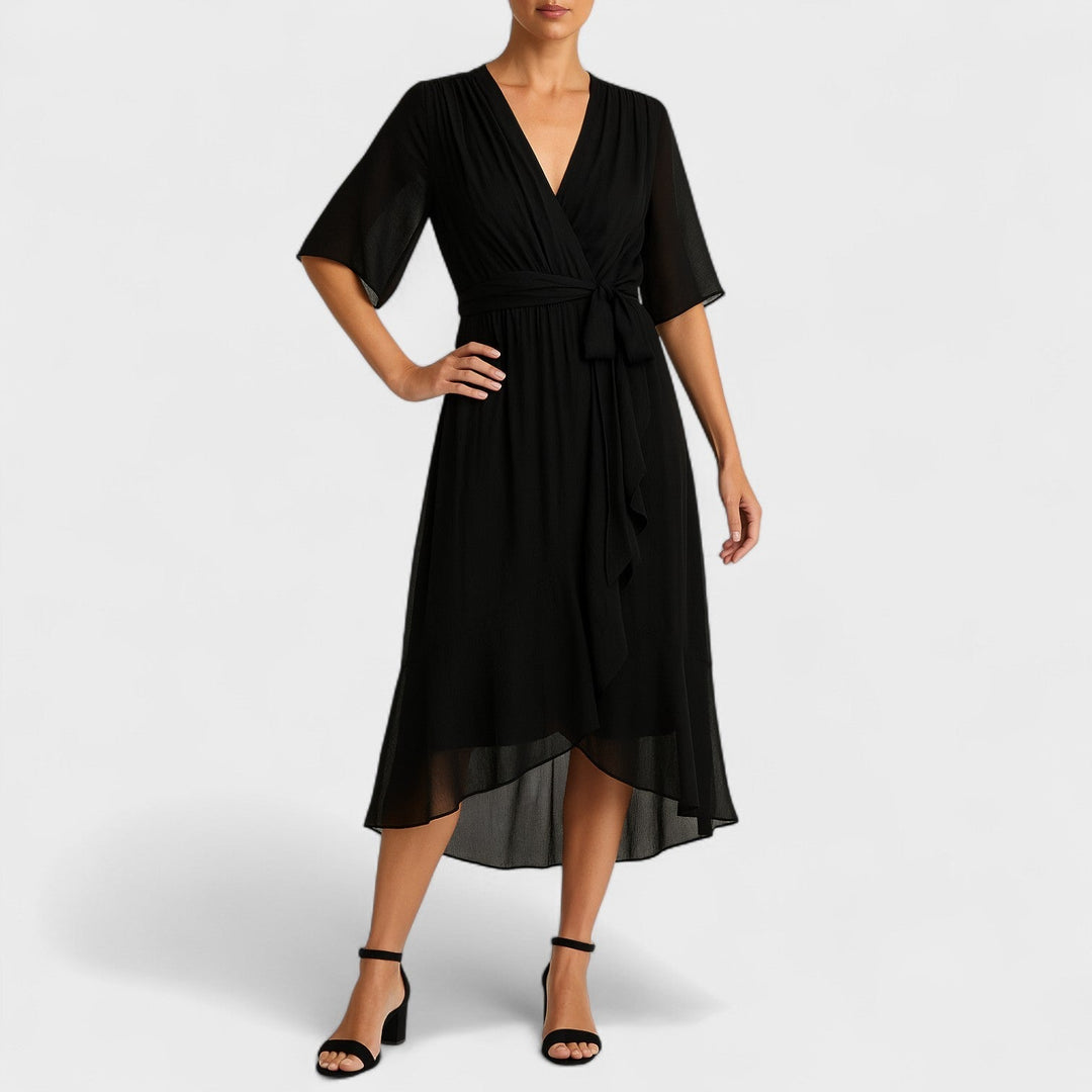 Yalina – Vestido Envelope Elegante con Cintura Ajustable