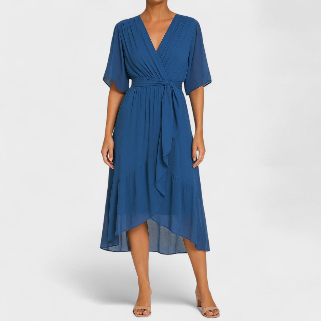 Yalina – Vestido Envelope Elegante con Cintura Ajustable