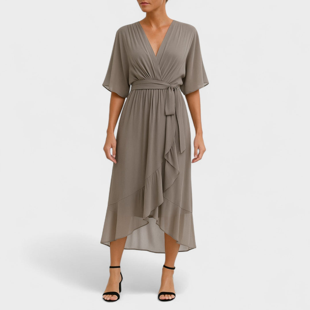 Yalina – Vestido Envelope Elegante con Cintura Ajustable