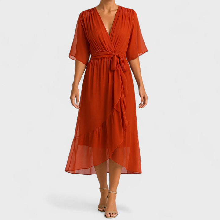 Yalina – Vestido Envelope Elegante con Cintura Ajustable