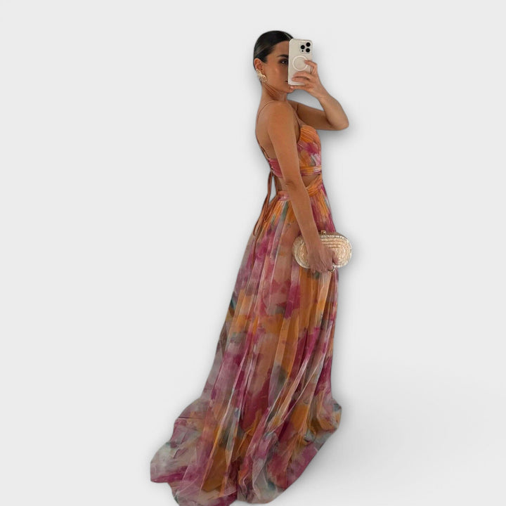 Annai – Vestido largo de malla elegante que realza la figura