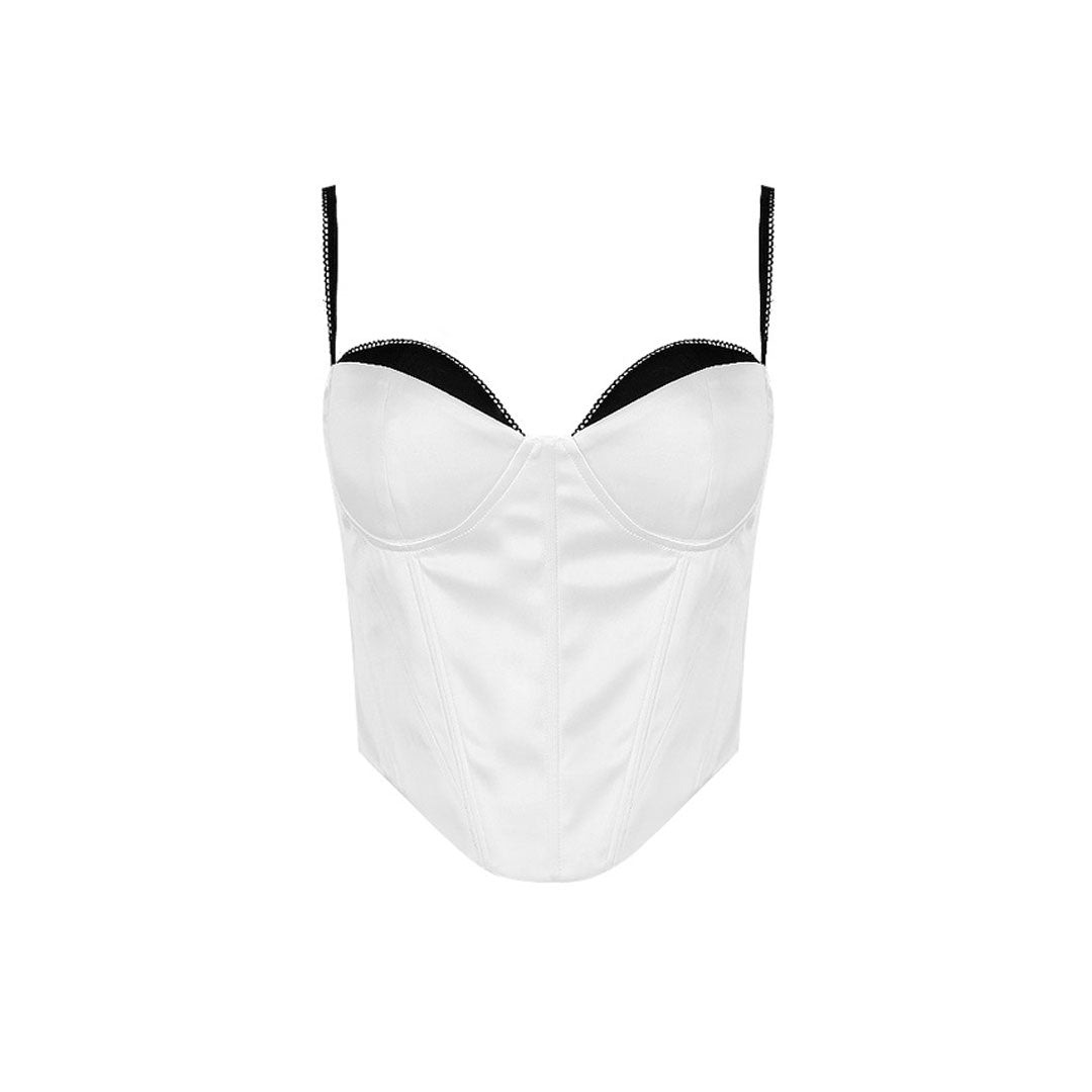 Violeta - Top corsé asimétrico de satén