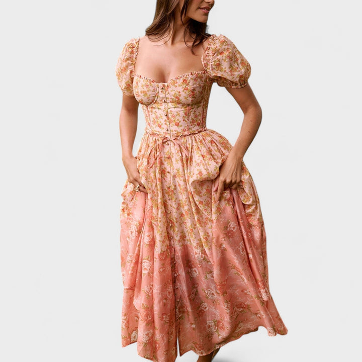 Valentina – Vestido Floral Coral que realza tu romanticismo