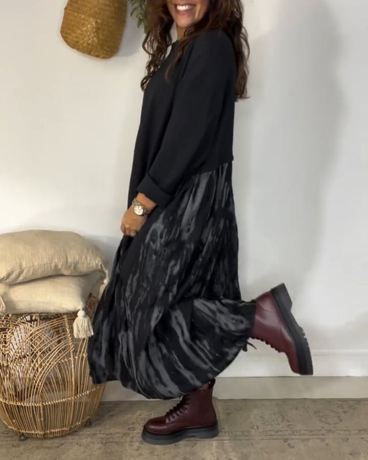 Vestido Largo con Volante Estampado