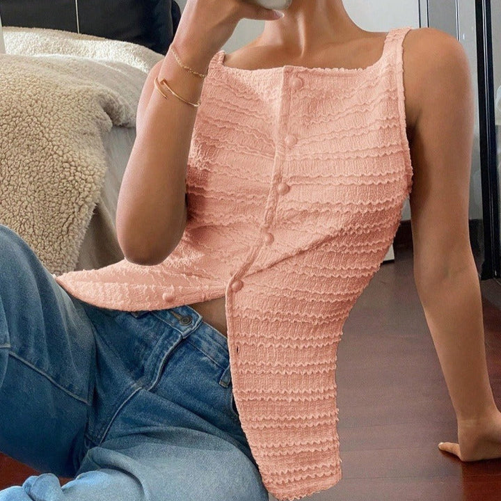 Top sin mangas mujer textura acanalada estilo entallado - Eliane