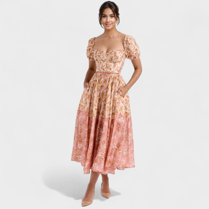 Valentina – Vestido Floral Coral que realza tu romanticismo