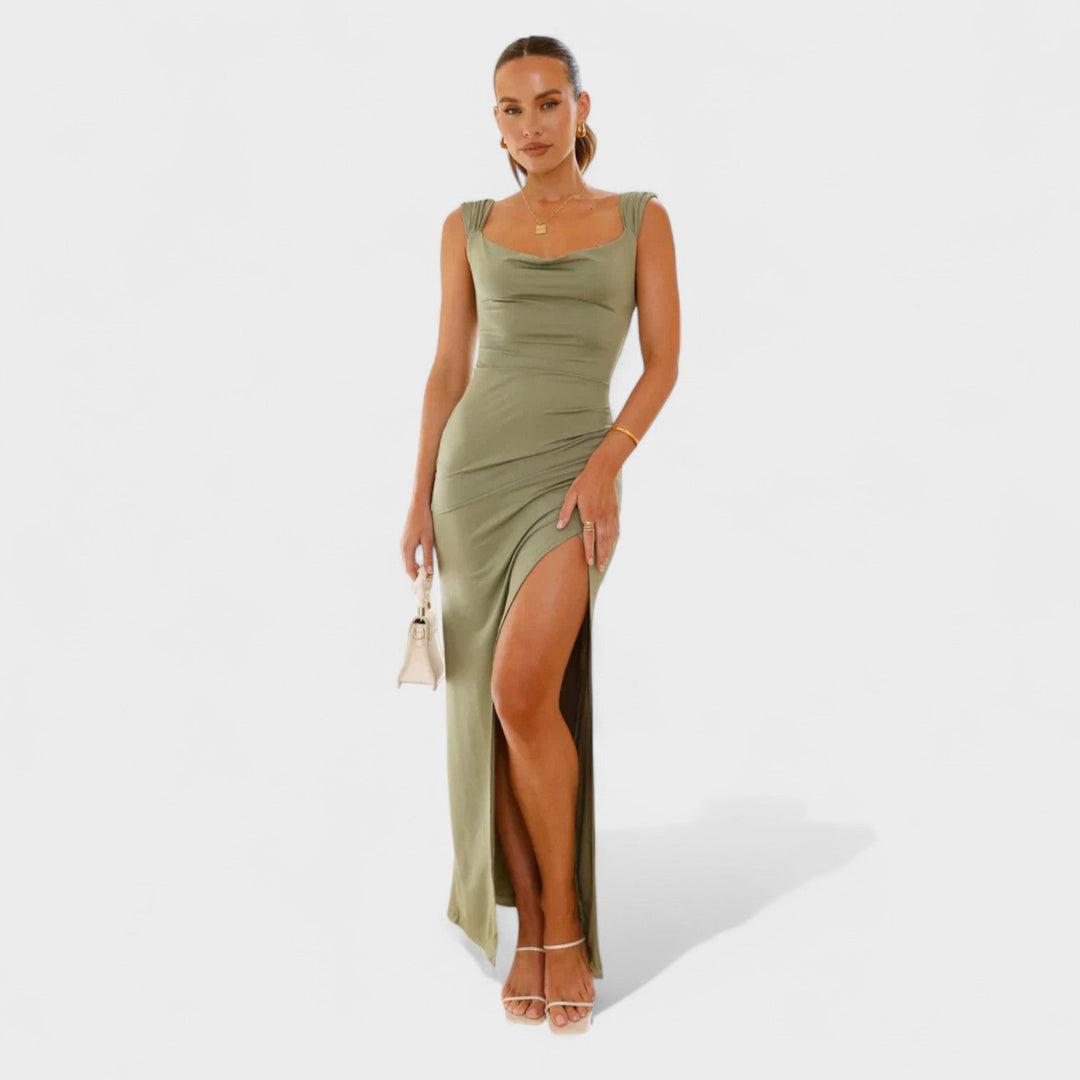 Sarella – Vestido Largo con Espalda Abierta y Lazo que redefine la sofisticación