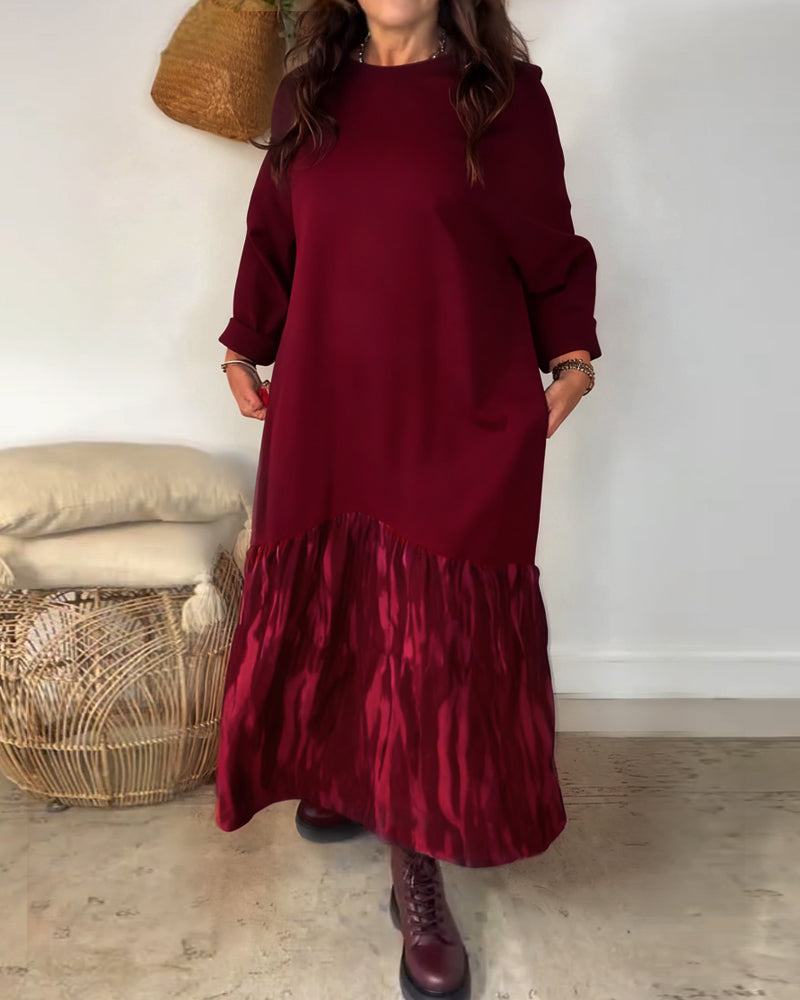 Vestido Largo con Volante Estampado