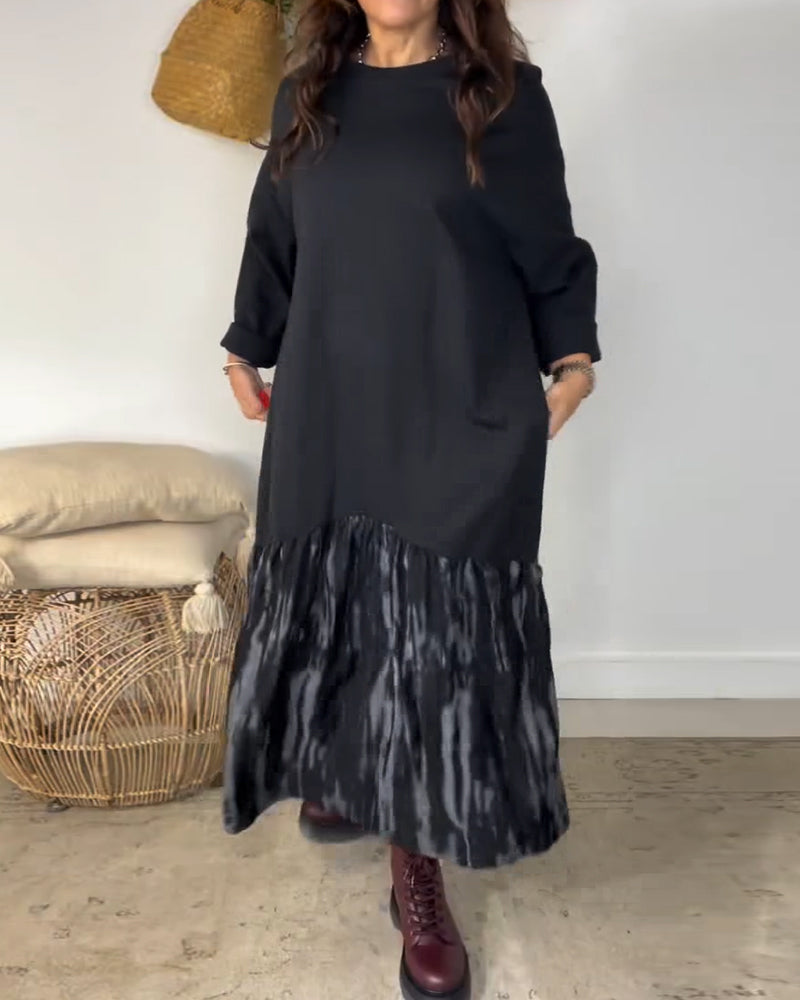 Vestido Largo con Volante Estampado