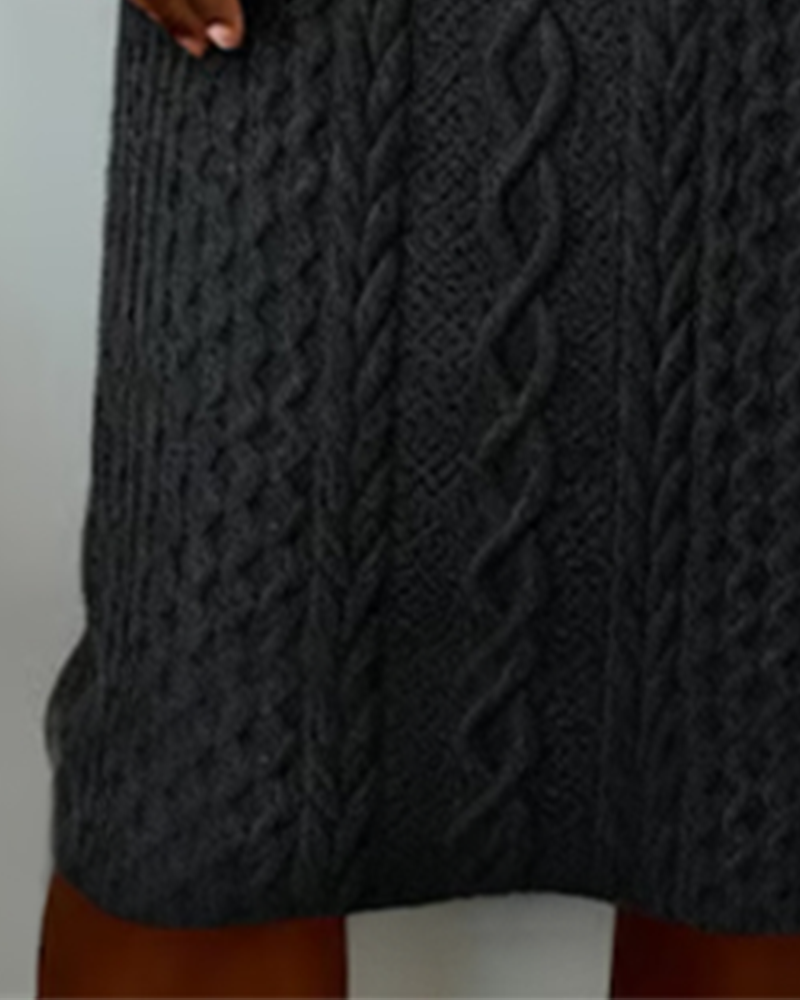 Vestido de Punto Trenzado con Detalles de Denim – Elegancia Casual y Comodidad para Todo el Día