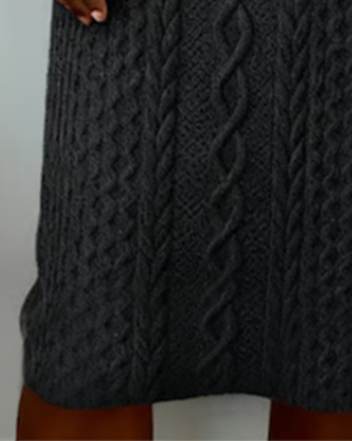 Vestido de Punto Trenzado con Detalles de Denim – Elegancia Casual y Comodidad para Todo el Día