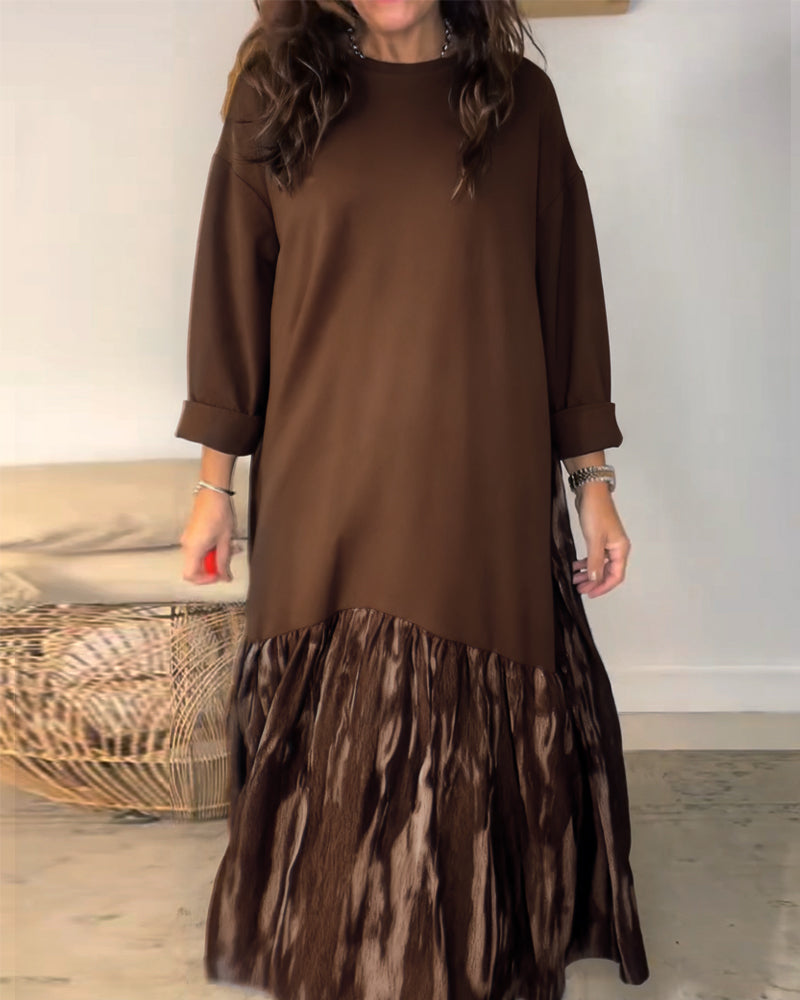 Vestido Largo con Volante Estampado