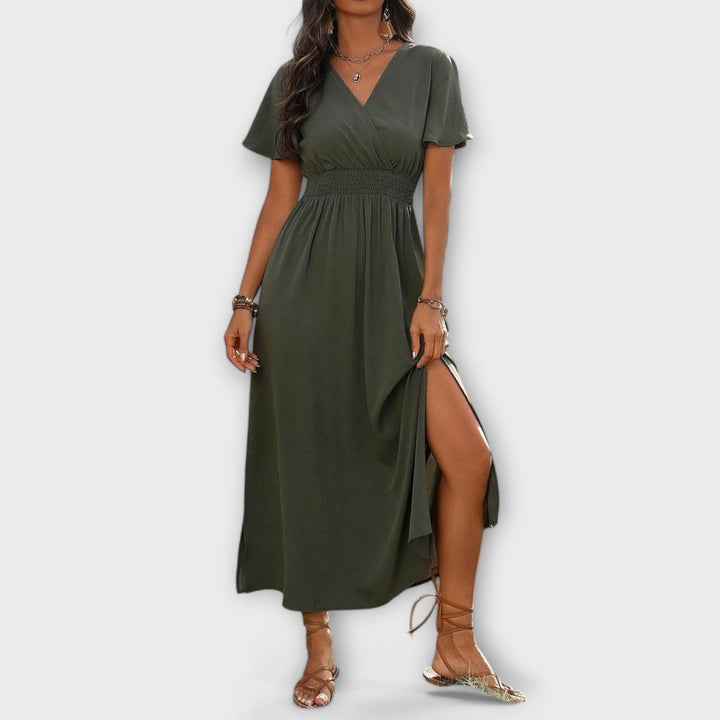 Heather – Vestido Boho Elegante con Escote en V y Mangas Largas