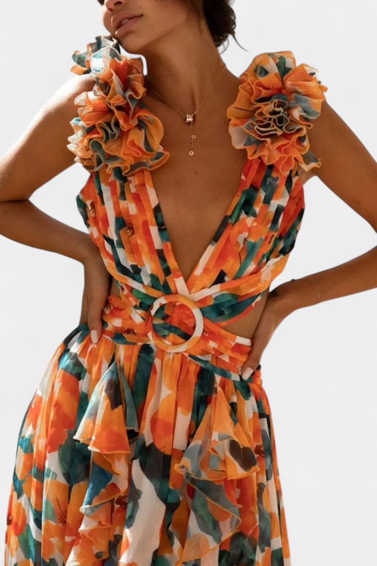 Zuleika – Vestido de Chifón con Volantes que realza tu feminidad