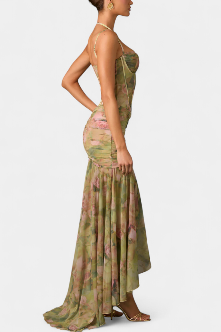 Isamar – Vestido Floral Asimétrico que Realza tu Feminidad