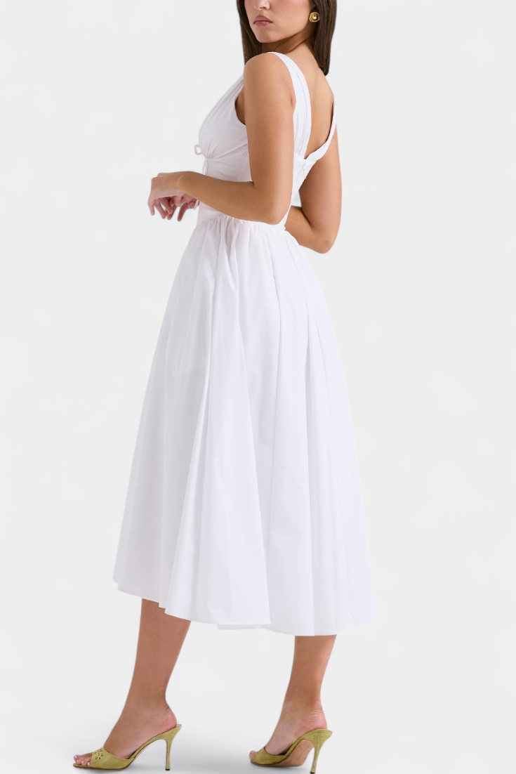 Margie – Vestido Midi de Escote en V que realza tu feminidad