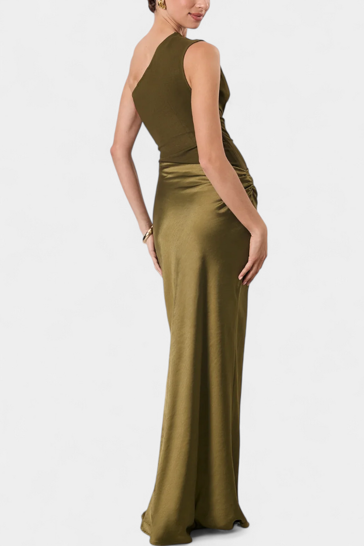 Ottavia – Vestido Largo de Fiesta Plisado con Escote de Un Solo Hombro que Realza Tu Elegancia Atemporal