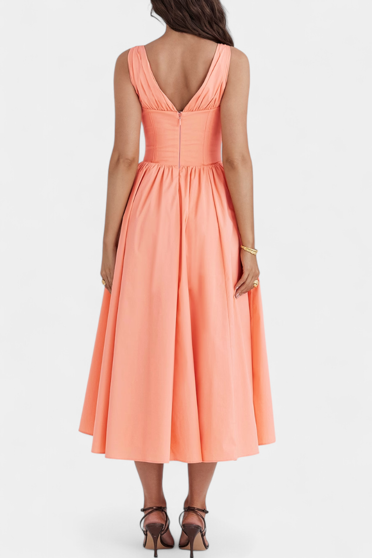 Margie – Vestido Midi de Escote en V que realza tu feminidad