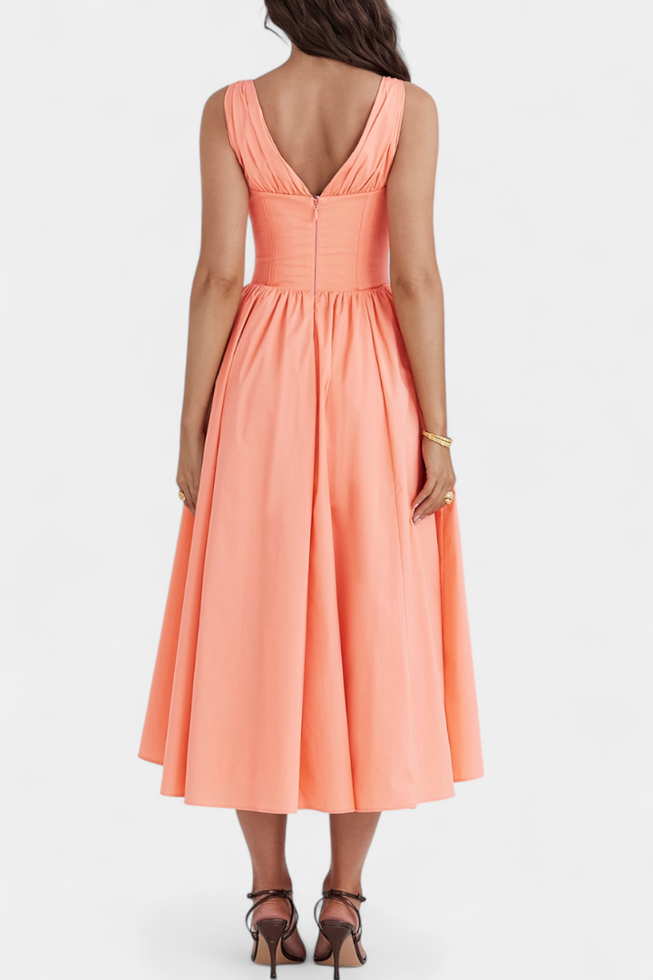 Margie – Vestido Midi de Escote en V que realza tu feminidad