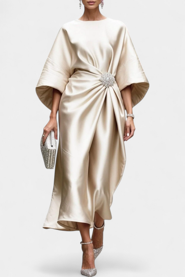 Ubelia – Vestido Largo de Satén con Brillo Luxe que deslumbra en cada movimiento