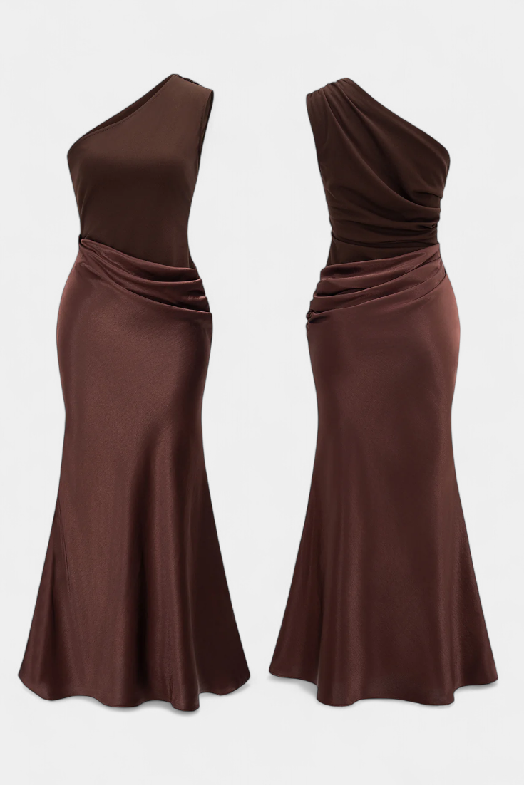 Ottavia – Vestido Largo de Fiesta Plisado con Escote de Un Solo Hombro que Realza Tu Elegancia Atemporal