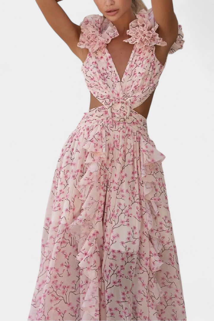 Zuleika – Vestido de Chifón con Volantes que realza tu feminidad