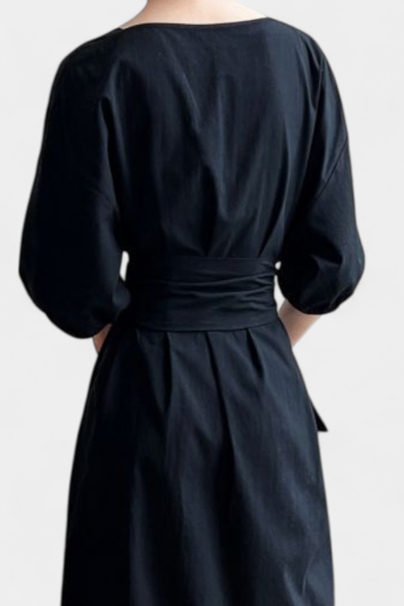 Krisbel – Vestido de Lino Algodón con Cintura Anudada que realza tu elegancia natural