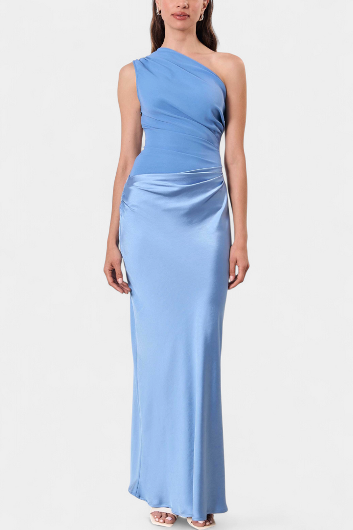 Ottavia – Vestido Largo de Fiesta Plisado con Escote de Un Solo Hombro que Realza Tu Elegancia Atemporal