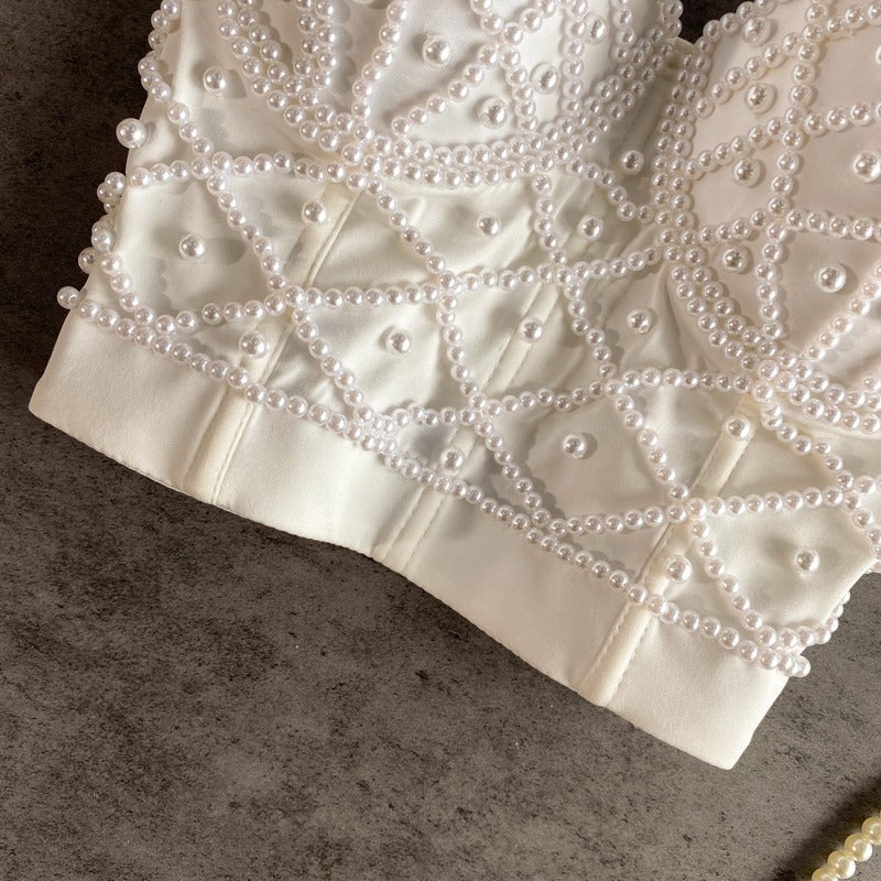 Top bustier mujer con pedrería negra - Anastacia