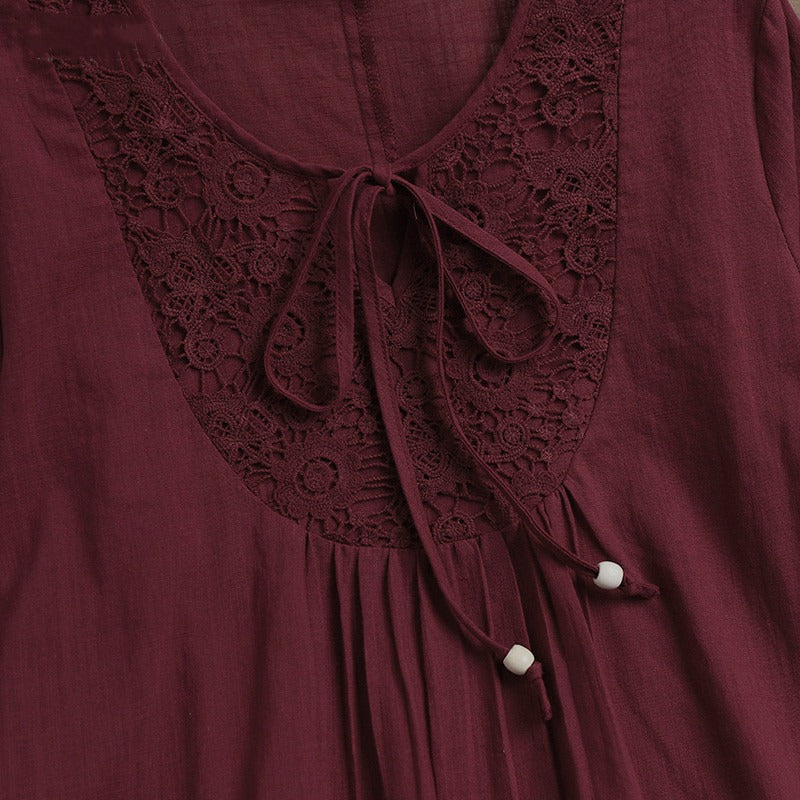 Blusa mujer encaje y lazo frontal - Marena